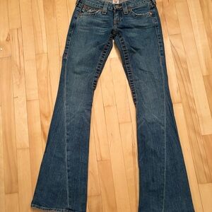 True Religion Blue Flare Wide Leg Jeans
